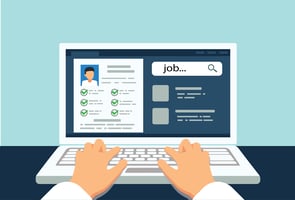 Illustration of someone on computer job searching